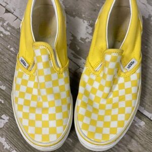 VANS Yellow White Checkered Slip On Shoes Women's Sz 5